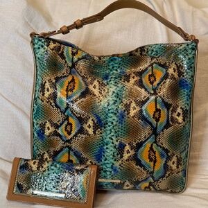 Brahmin Isabella - Mineral Blue Chevelle w/ matching wallet- Like New
